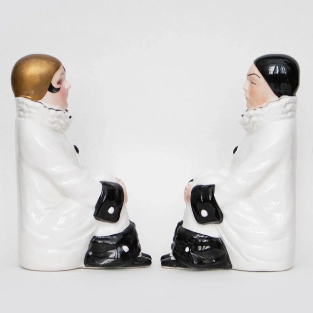 1970s Art Deco Style Pierrot Bookends- a Pair For Sale In Dallas - Image 6 of 12