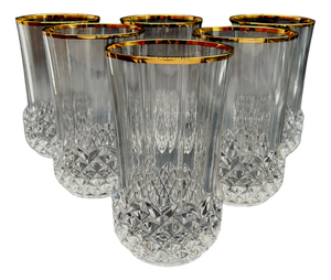 Vintage Lead Crystal Tall Glasses from Crystal d'Arc, 1980s, Set of 6