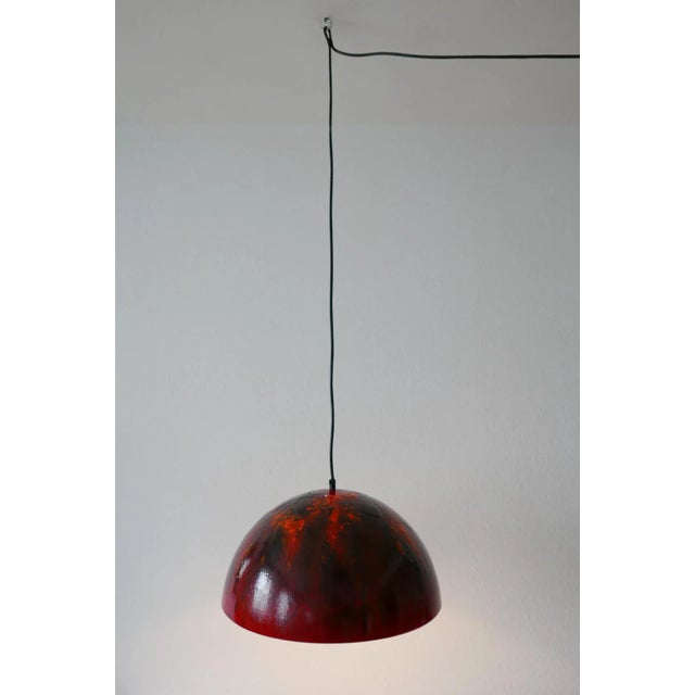 Mid-Century Modern Large Mid-Century Modern Enameled Dome Pendant Lamp, 1960s For Sale - Image 3 of 17