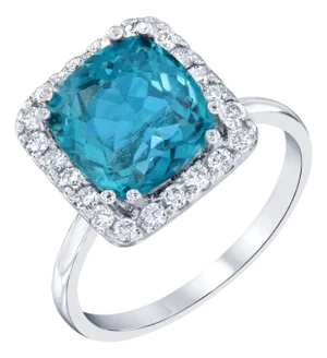 4.12 Carat Apatite Diamond 14 Karat White Gold Engagement Ring, Size 7