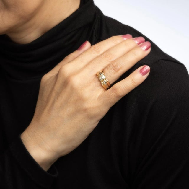 Vintage Cartier Diamond Ring 18k Tri Gold Signed Fine Jewellery size 7.5 For Sale In Los Angeles - Image 6 of 7