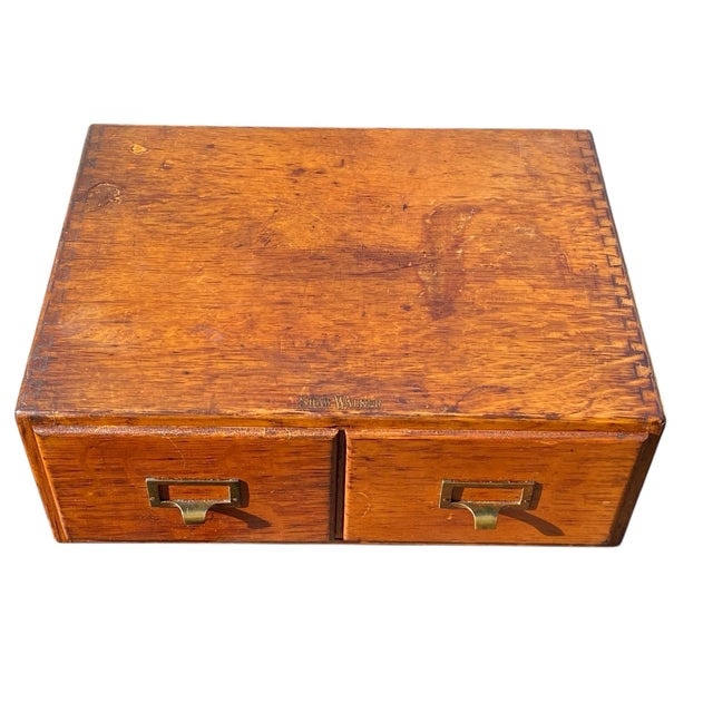 Early 20th Century Antique Shaw Walker Two Drawer Card Catalog Oak File Cabinet For Sale - Image 5 of 12