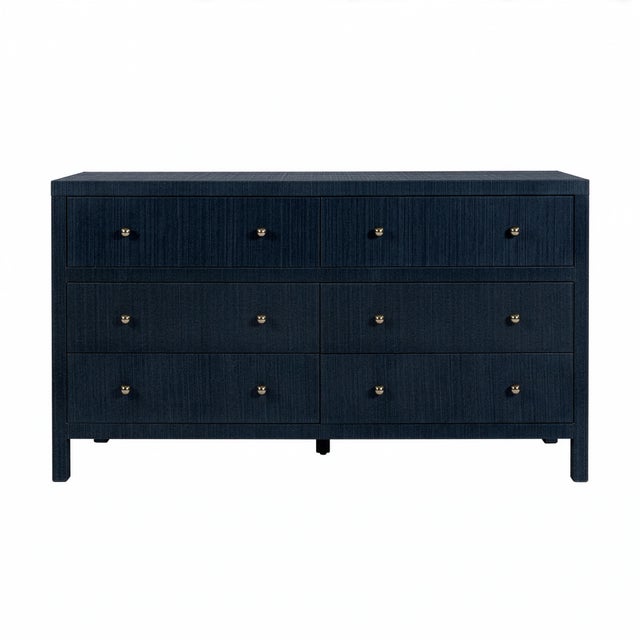 Nora 60 in. W Raffia 6 Drawer Dresser, Blueberry For Sale In Chicago - Image 6 of 11