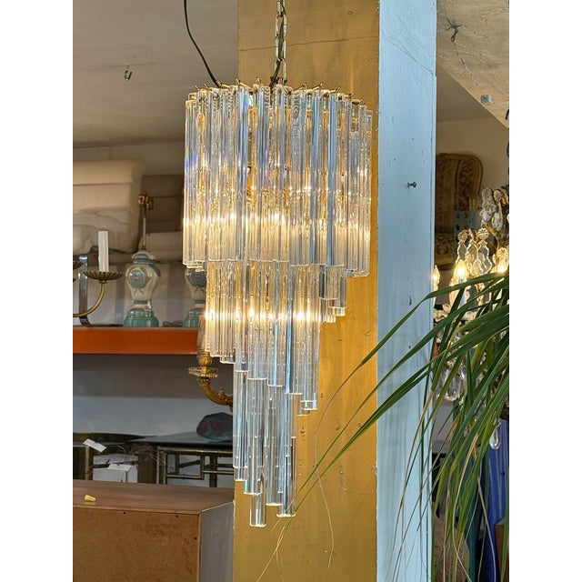 Brass Vintage Murano Glass Chandelier For Sale - Image 8 of 9