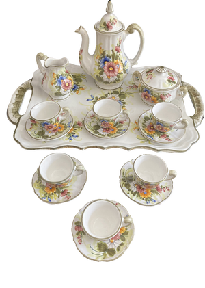 Ceramic Coffee Service from Castelli, Set of 16