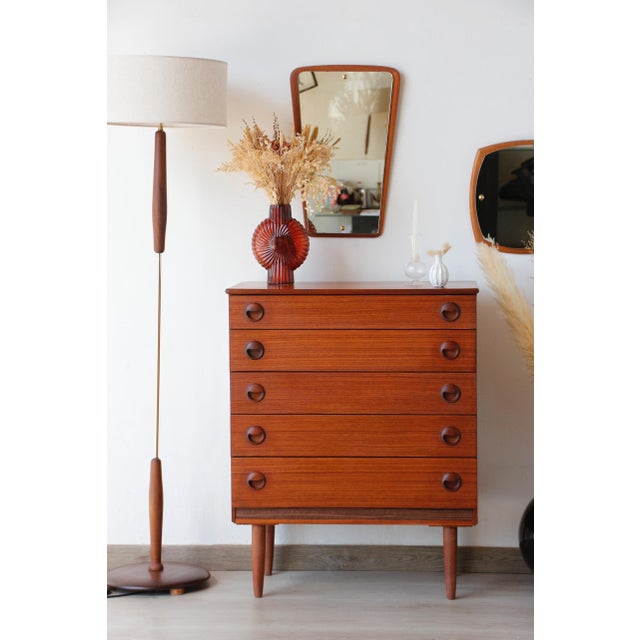 Brown Vintage Scandinavian Teak Chest of Drawers from Avalon, 1960 For Sale - Image 8 of 15