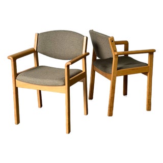 Høng Stolefabrik Beech Wood Upholstered Dining Armchairs Set of 2 Danish Vintage 1990s For Sale