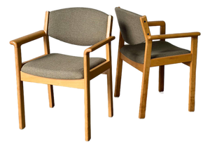 Høng Stolefabrik Beech Wood Upholstered Dining Armchairs Set of 2 Danish Vintage 1990s
