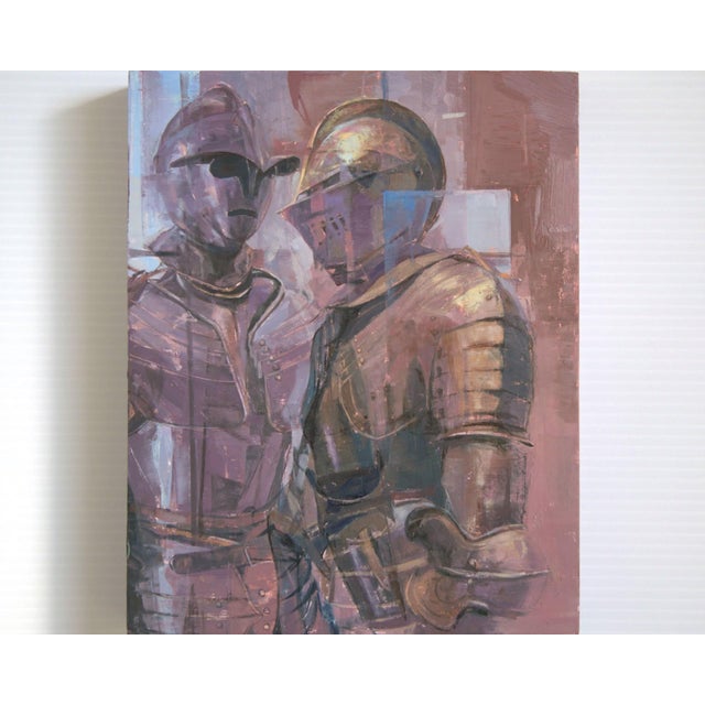 Early 21st Century Parley (Diptych) by Elena Burykina | Oil on panel Depiction of armored figures in conversation. For Sale - Image 5 of 5