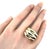 Contemporary Mid 20th Century Triple Row 18k Tri-Color Gold Dome Curved Top Ring - Size 6.5 For Sale - Image 3 of 8
