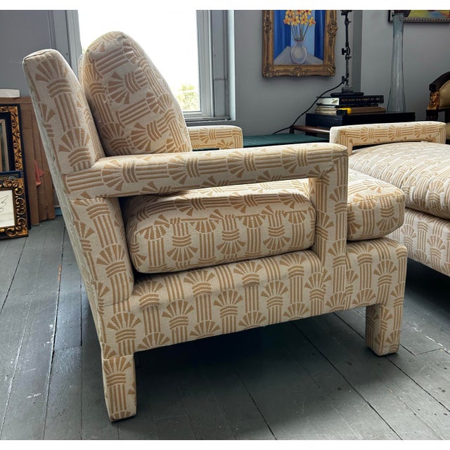 Vintage 1970’s Milo Baughman Upholstered Chair and Ottoman Set For Sale In Philadelphia - Image 6 of 11