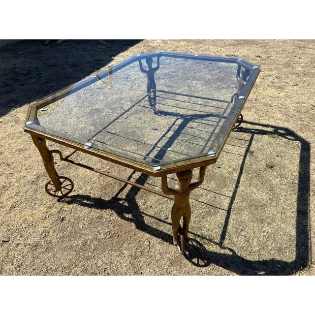 1950s Androgynous Figural Cast Iron Gueridon Coffee Table After Alberto Giacometti For Sale - Image 12 of 12