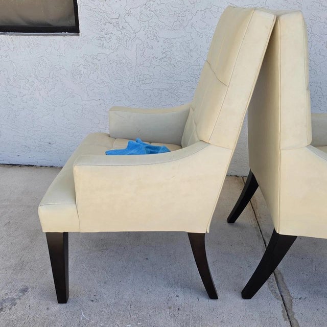 Barbara Barry for Henredon Leather Dining Accent Armchairs Set of 2 For Sale In Miami - Image 6 of 18