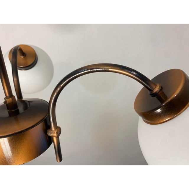 White Vintage Mid-Century 3-Light Opaline Glass Chandelier from Kaj, Former Yugoslavia, 1970s For Sale - Image 8 of 11