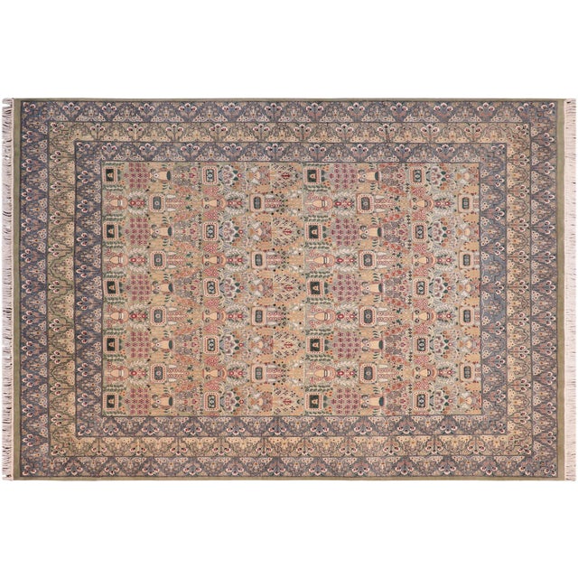 Gray Intricate Floral Pak-Persian Green/Gray Wool Rug - 8'1'' X 10'1'' For Sale - Image 8 of 9