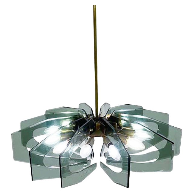 Mid-Century Modern Glass Suspension in the style Fontana Arte, 1960s For Sale