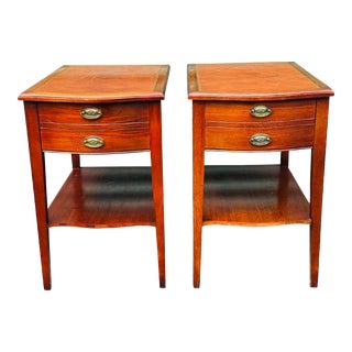 Vintage 1950s Mahogany & Leather Top Rectangular Side Tables, a Pair For Sale