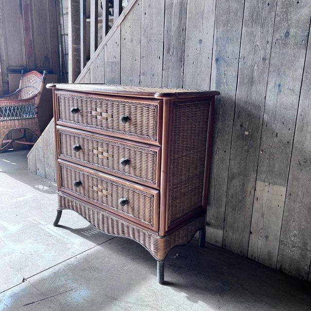 Vintage Bamboo and Wicker Chest of Drawers For Sale - Image 9 of 18