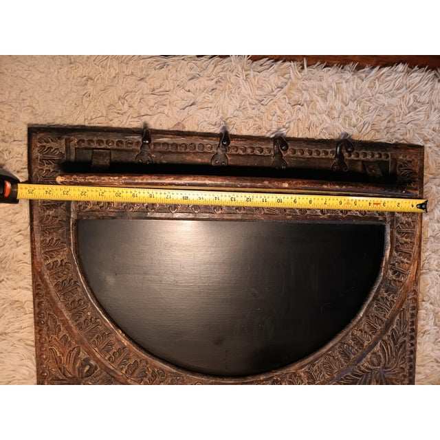 Wood Large Vintage Indian Hand Carved Hardwood Architectural Wall Organizer For Sale - Image 7 of 8