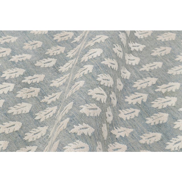 Contemporary Rug & Kilim’s Modern Block Print Rug in Blue with White Floral Pattern - 7x9 For Sale - Image 3 of 8