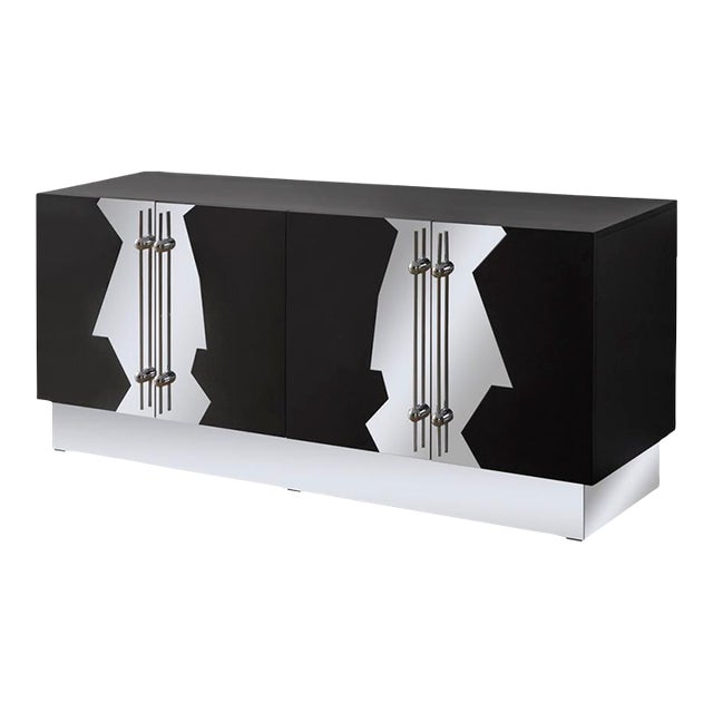 Callista Sideboard, Black & Silver For Sale