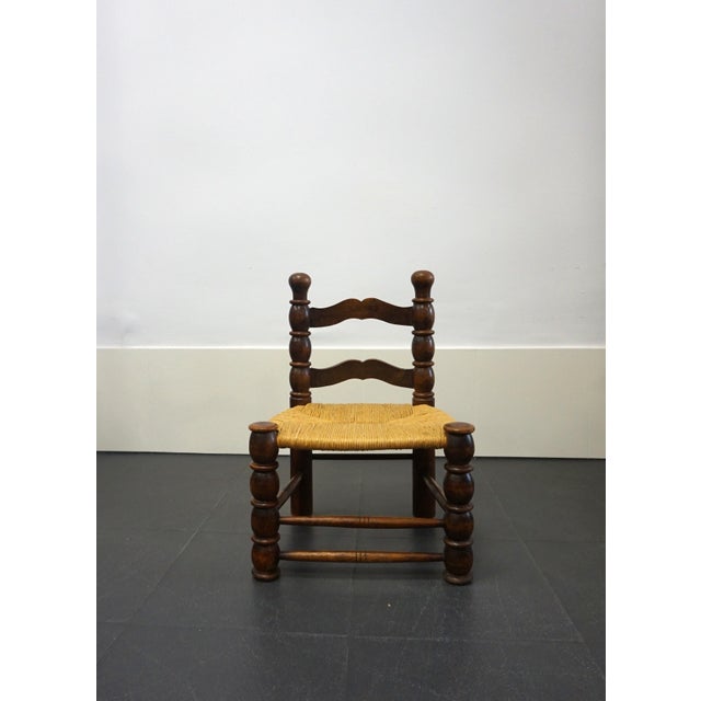 Wood French Fireplace Low Chair, 1950s For Sale - Image 7 of 7