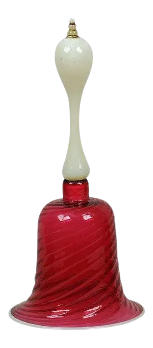 1860 English Bristol Cranberry Glass with Opalescent Opaline Handle Bell