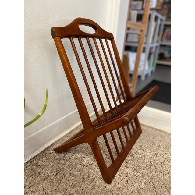 Vintage Mid-Century Modern Solid Walnut Magazine Rack Attributed to Arthur Umanoff For Sale In Seattle - Image 6 of 8
