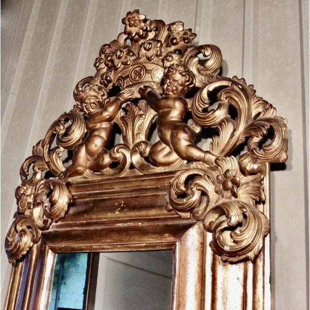 Large Early 19th Century Carved Gilt Mirror For Sale - Image 3 of 9