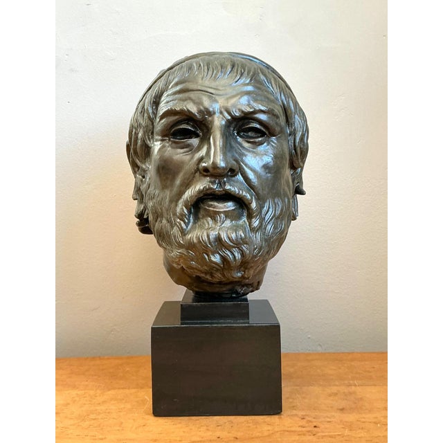 Vintage Bronze Classical Bust Sculpture of Sophocles For Sale - Image 13 of 18