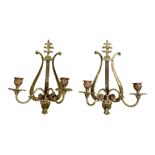 1920s Caldwell Lire Sconces - A Pair For Sale