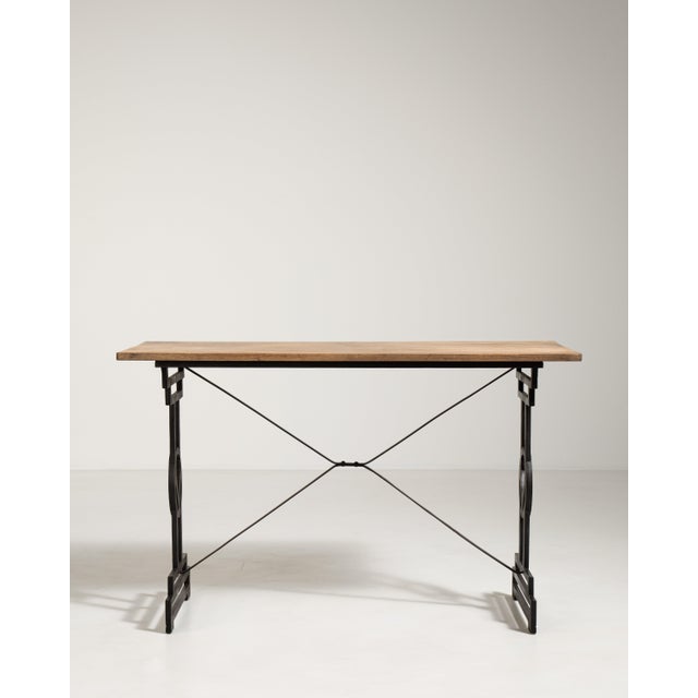 Cast Iron Bistro Table with Oak Top, Antique, France, 20th Century For Sale - Image 15 of 17