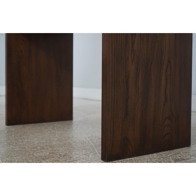 Wood Henredon Oak Campaign Style 1 Drawer Writing Desk For Sale - Image 7 of 18