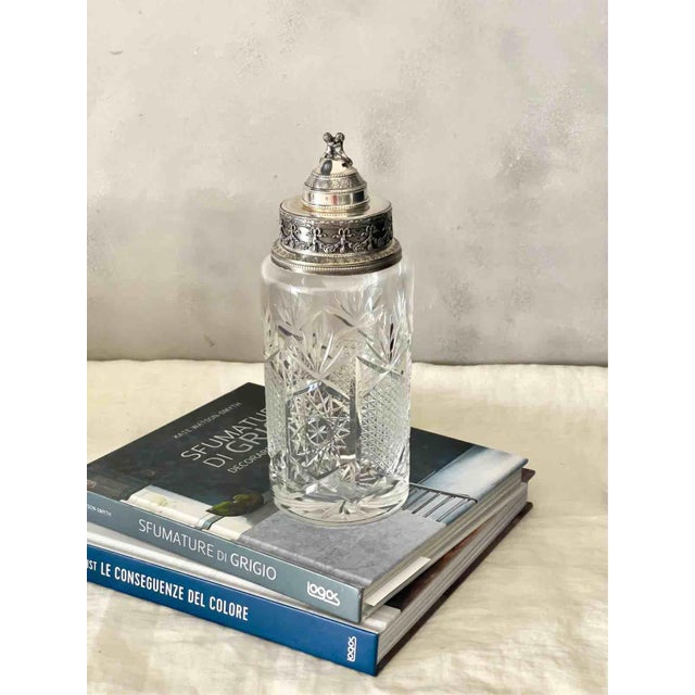 1930s Vintage Louis XVI Shaker in Cut Crystal and Silver-Plated Metal, 1930s For Sale - Image 5 of 11