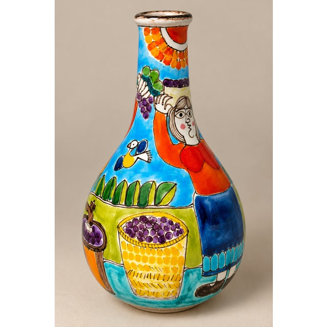DeSimone Mid-Century Italian DeSimone Hand Painted Signed Ceramic Vase Flower Holder For Sale - Image 4 of 8