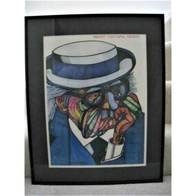 Ferdie Pacheco Framed Art Print "Frank Lloyd Wright" + Signed Certificate. Custom framed, Ferdie Pacheco Giclee Art Print...