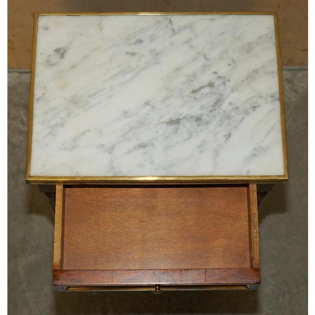 Vintage French Empire Nesting Tables in Italian Carrara Marble & Brass, Set of 3 For Sale - Image 16 of 18