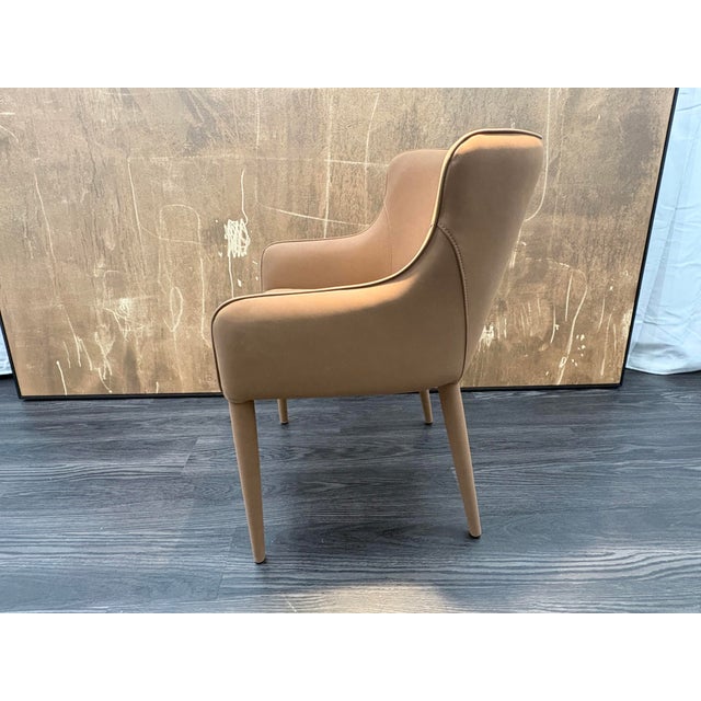 Rh Nicola Slope Leather Dining Armchair — Vegan Leather | Cocoa For Sale - Image 11 of 18