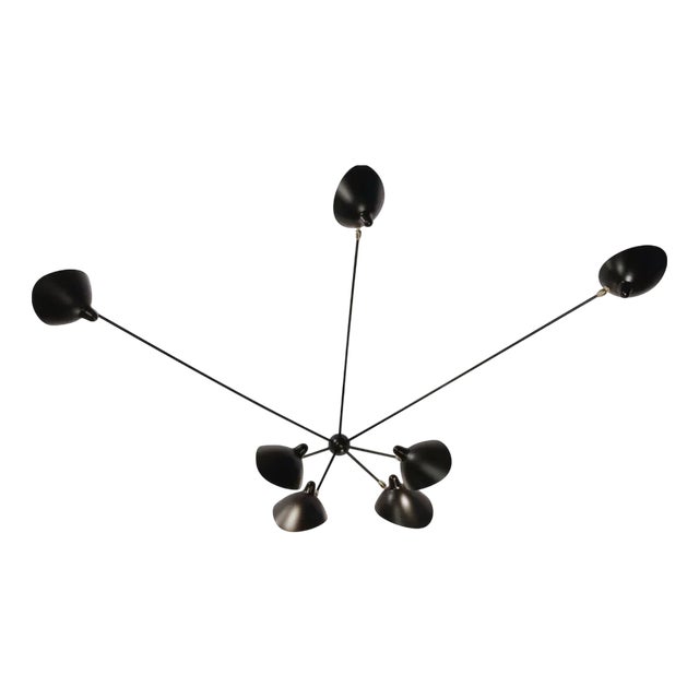 Black Seven Fixed Arms Spider Wall Lamp by Serge Mouille For Sale