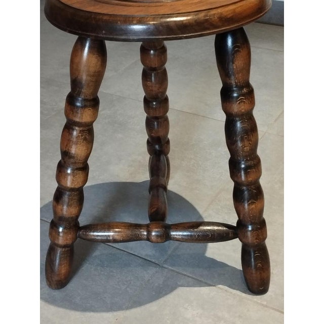 Mid-Century Modern French Tripod Stool in Wood by Charles Dudouyt, 1940s For Sale - Image 14 of 18