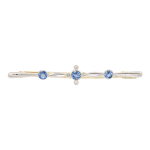 Mid 20th Century Gia 14k Yellow and White Gold Natural Sapphire Yogo Gulch and Diamond Brooch