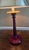 Vintage Wood and Brass Candlestick Library Lamp For Sale - Image 4 of 11