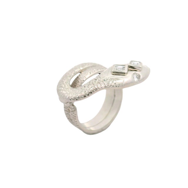 Early 21st Century Diamond Platinum Coiled Snake Ring, Size 7 For Sale - Image 5 of 8