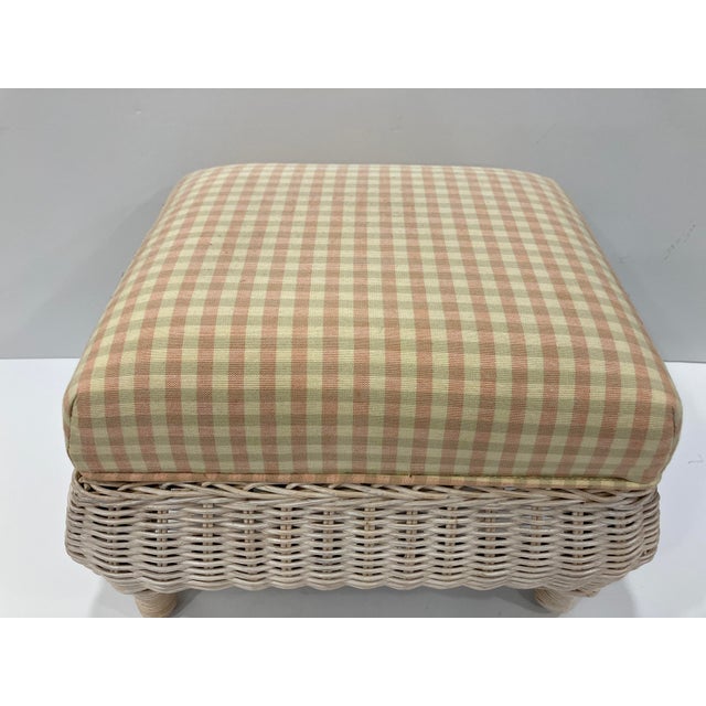 1990s Vintage Pair of Petite Wicker Ottomans For Sale - Image 5 of 9