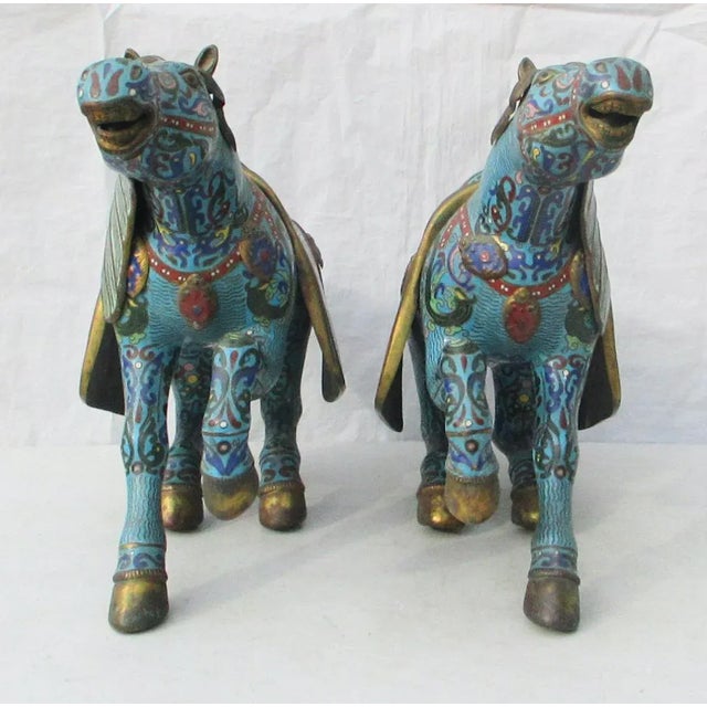 Vintage 1960s' Chinese Enamel Horses - a Pair For Sale - Image 4 of 11