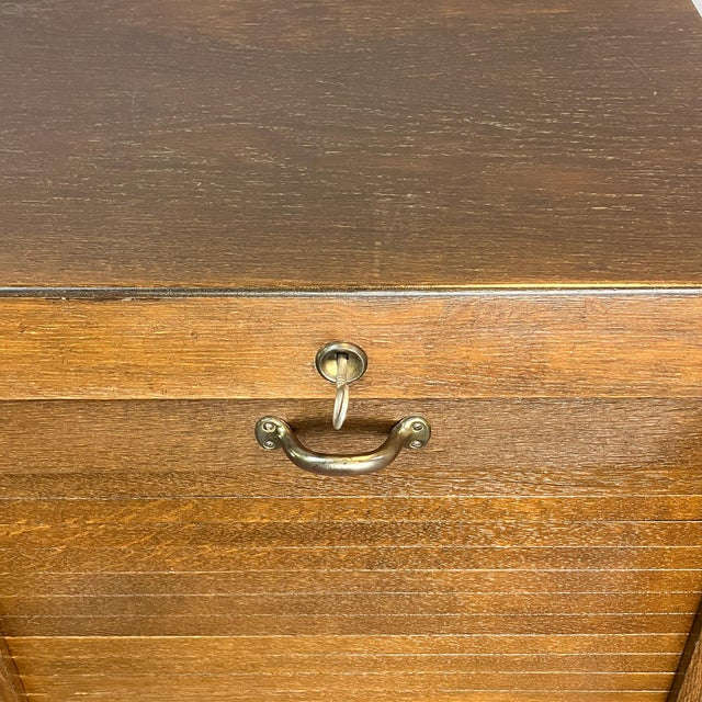 Vintage Roller Shutter Cabinet in Dark Oak, 1950s For Sale - Image 10 of 12