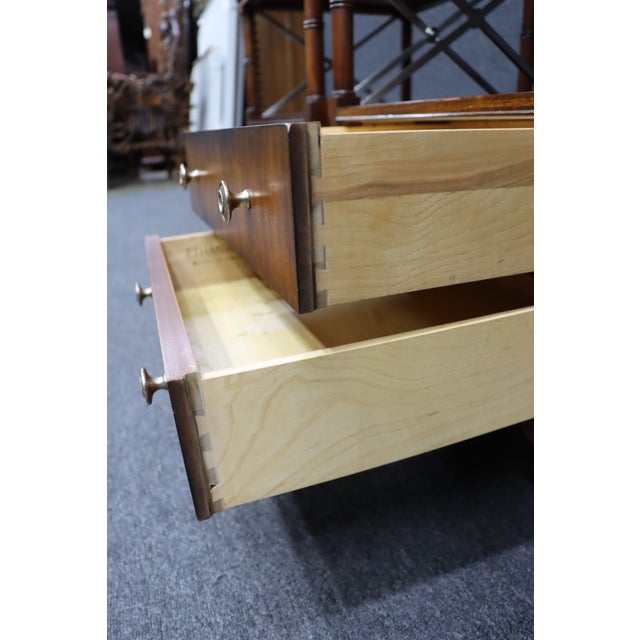 Brown Pair of Ethan Allen Mahogany Bedside Tables With X-Form Supports For Sale - Image 8 of 13