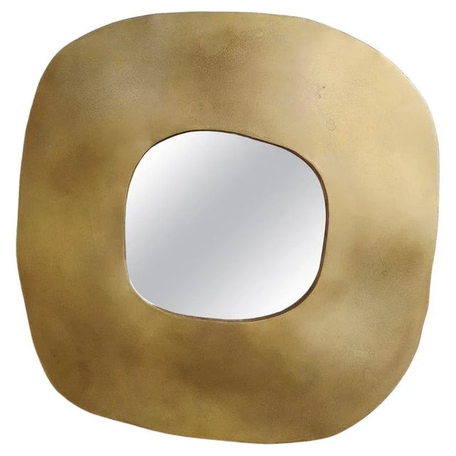 Gold Freeform Brass Mirror by Lukasz Friedrich For Sale - Image 8 of 8