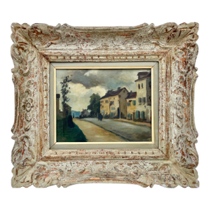 1950s Impressionist Oil Painting by Manes Lichtenberg in the Gessoed Baroque Style Frame