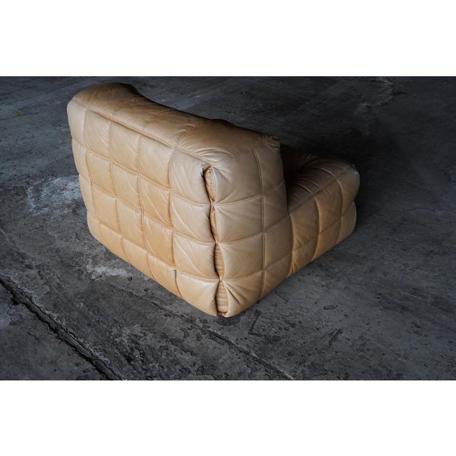 Animal Skin Kashima Lounge Chairs in Tan Leather by Michel Ducaroy for Ligne Roset, 1980s, Set of 2 For Sale - Image 7 of 10